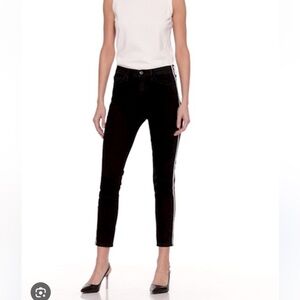 NTW Banana Republic Mid Rise Skinny Crop Black Jean White Side Stripe Sz 28 Jean